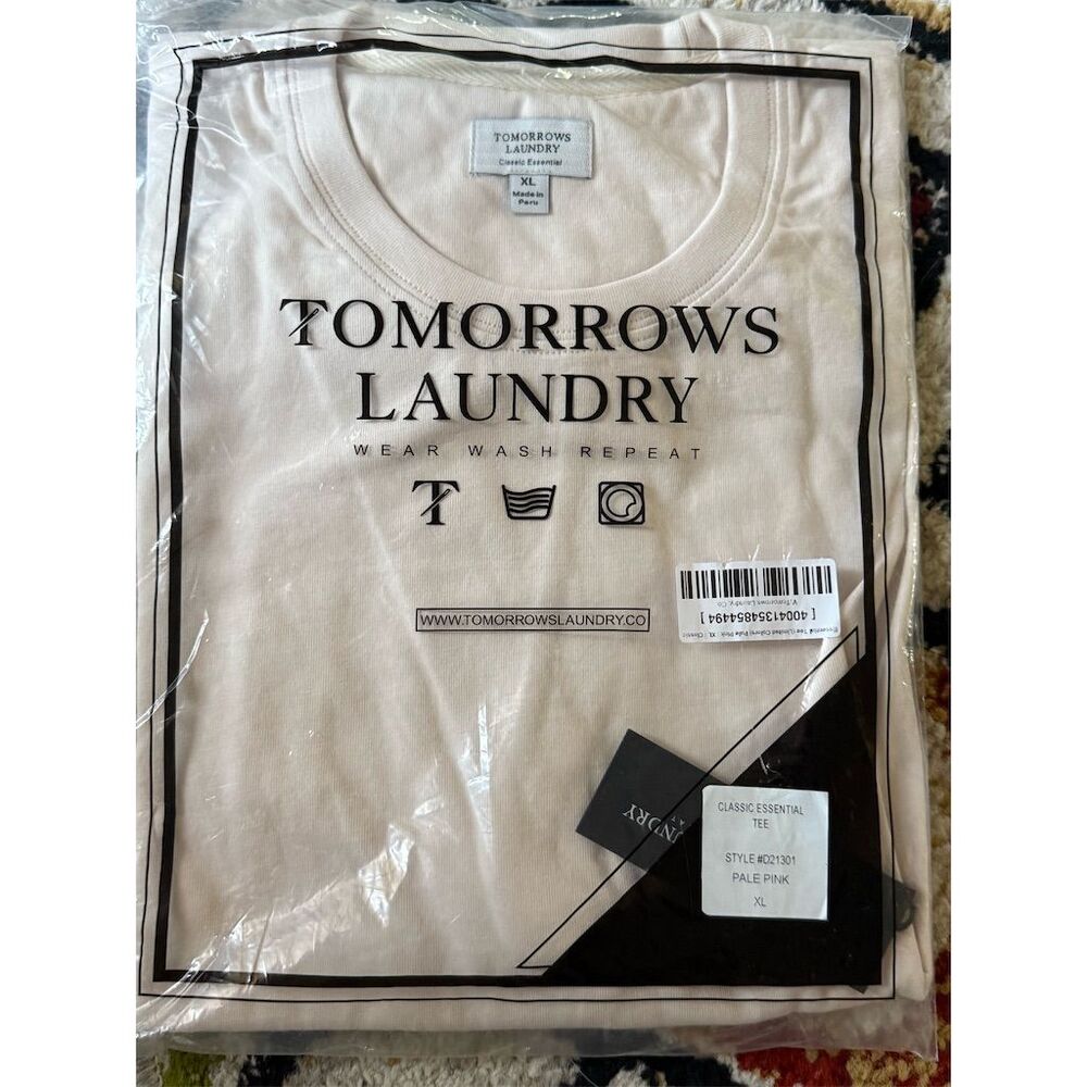 Tomorrows Laundry Men's XL Pale Pink Crew Neck T-Shirt Short Sleeve